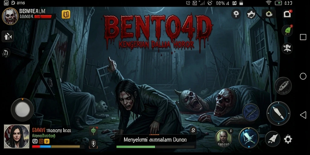 Screenshot utama BENTO4D yang menampilkan suasana gelap dan menakutkan gameplay.