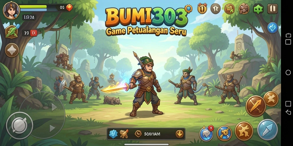Tampilan gameplay BUMI303 yang menarik dan penuh warna.