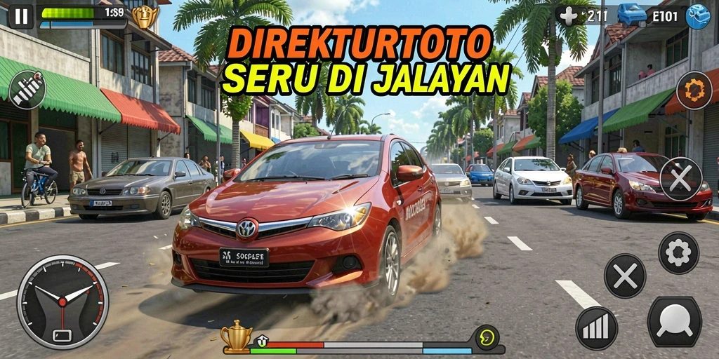 Gameplay balap seru di DIREKTURTOTO dengan mobil cepat.