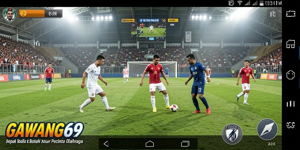 Tampilan gameplay GAWANG69 yang mendebarkan di lapangan sepak bola.