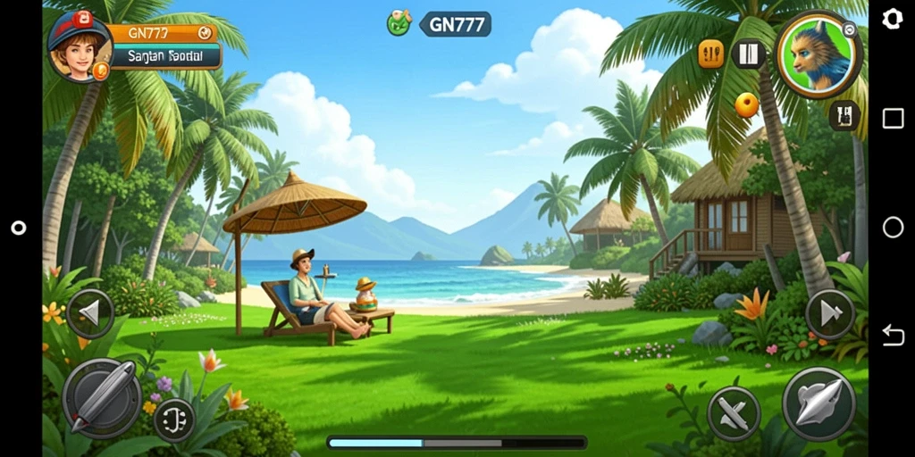 Tampilan gameplay GN777 yang ceria dan menghibur.
