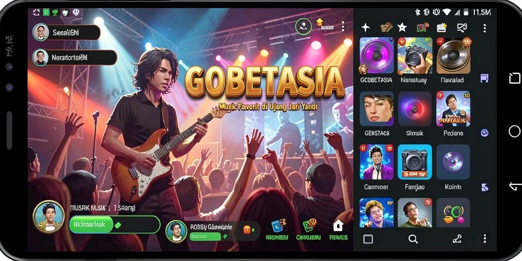 Tampilan gameplay GOBETASIA yang menampilkan daftar lagu yang menarik.