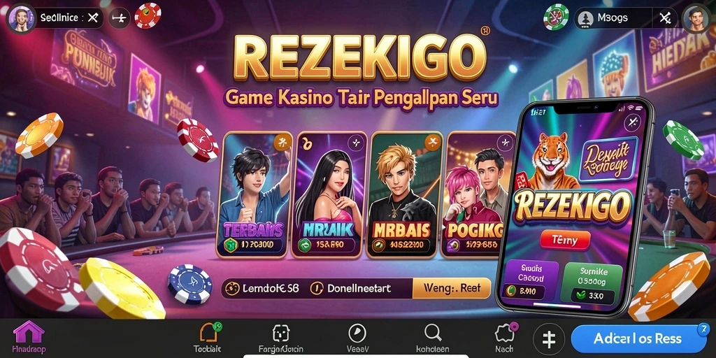 Tampilan gameplay seru dari REZEKIGO yang menampilkan berbagai permainan Kasino.